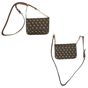 Dooney Bourke DB Logo Crossbody Bag Mini Flap Chain Strap Brown Y2K